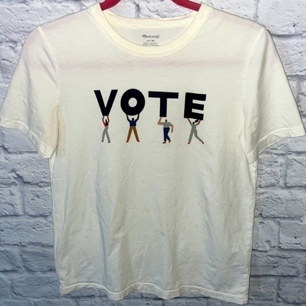 Madewell VOTE Political Democracy Campaigning Print Crew Neck Casual Tee Shirt